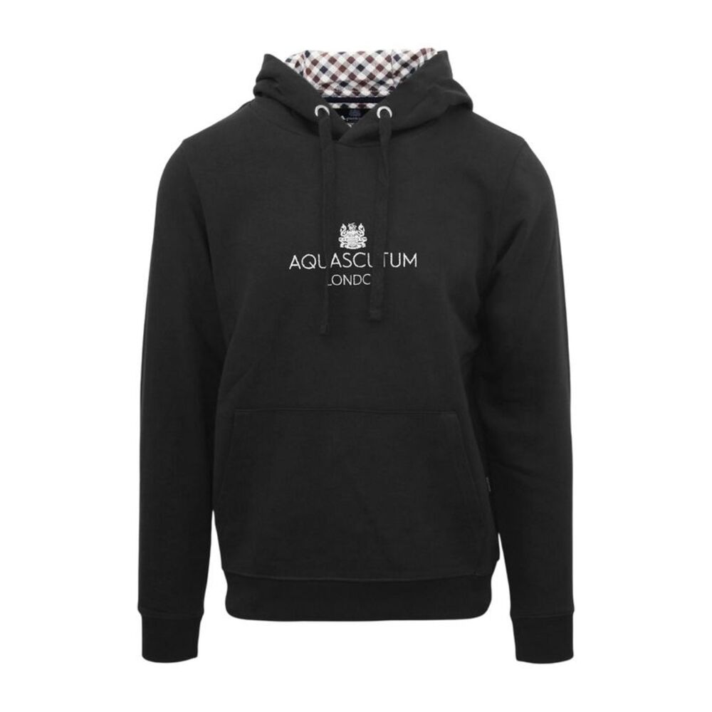 Aquascutum Mens Lettering Hoodie / Black